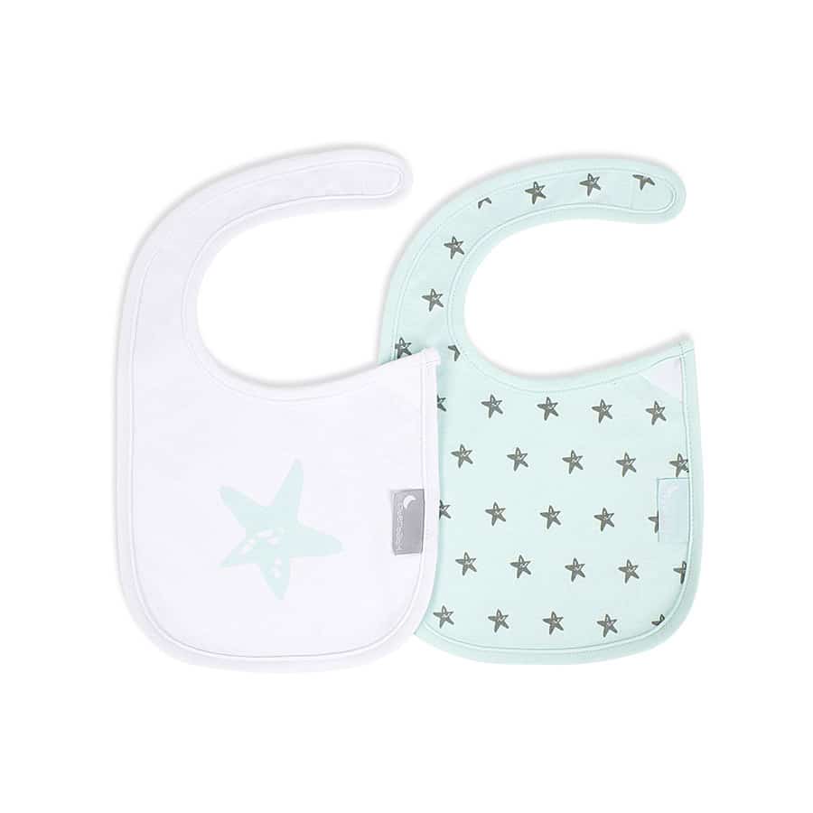 Interbaby Lot de 2 bavoirs coton étoile 0m+ vert