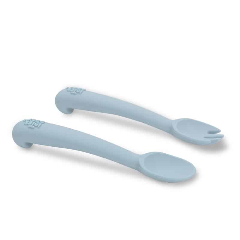 Interbaby Set couverts en silicone Bleu 6m+
