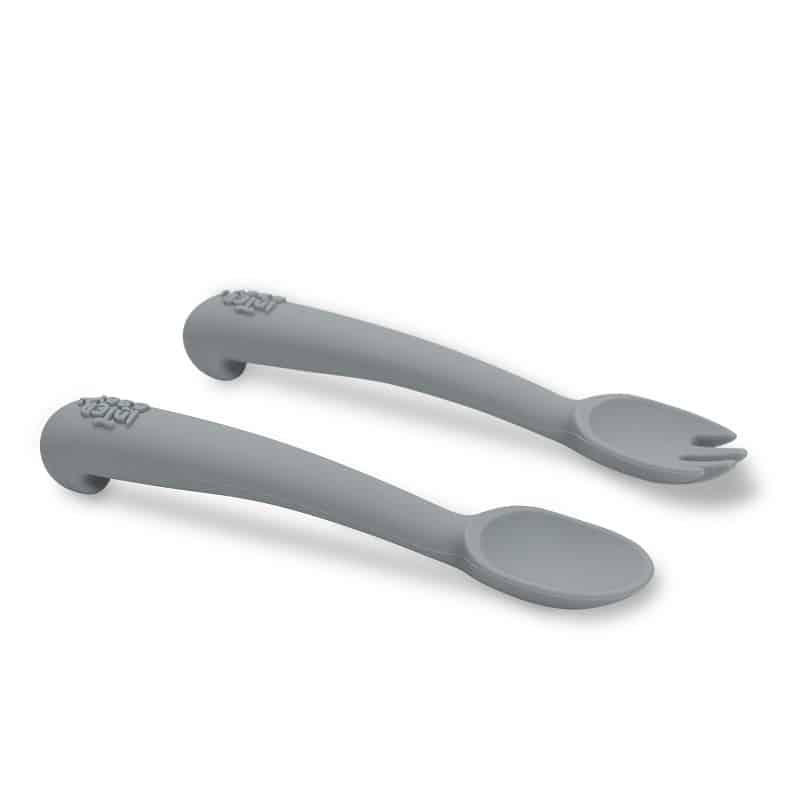 Interbaby Set couverts en silicone Gris 6m+