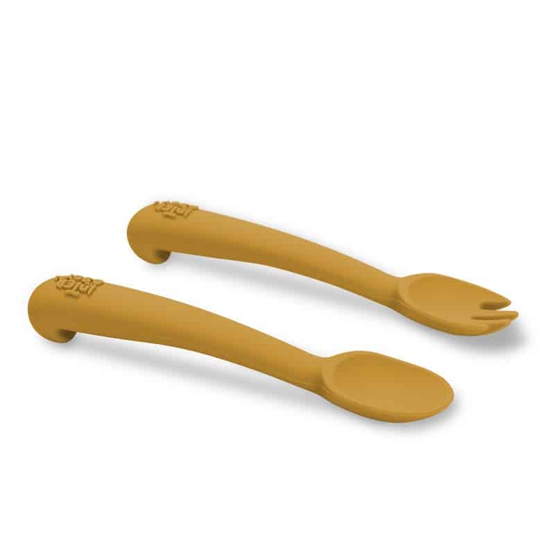 Interbaby Set couverts en silicone Ocre 6m+