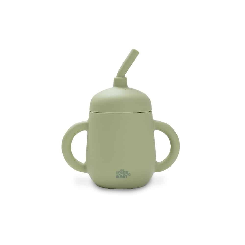 Interbaby Tasse Anti-goutte Paille en silicone vert