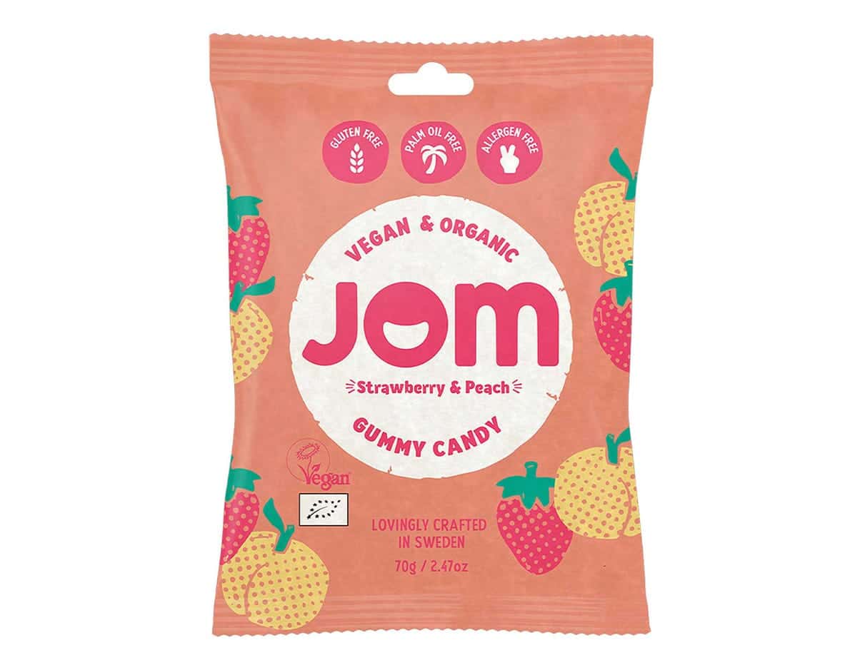 Jom Gourmet Gummies Sour Fraise et Pêche 70g