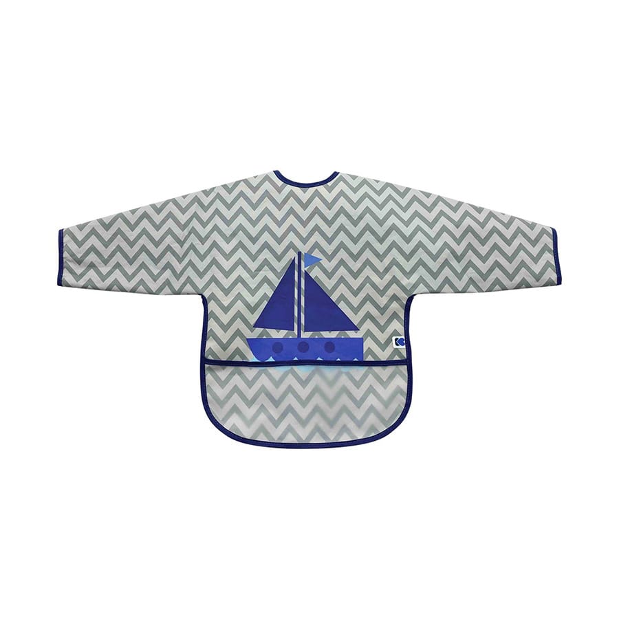 Kikkaboo Bavoir à manches longues avec ramasse-miettes Boat Grey