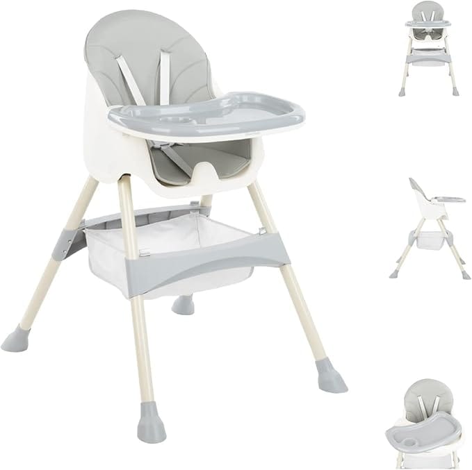 KikkaBoo Chaise haute Brie Gris