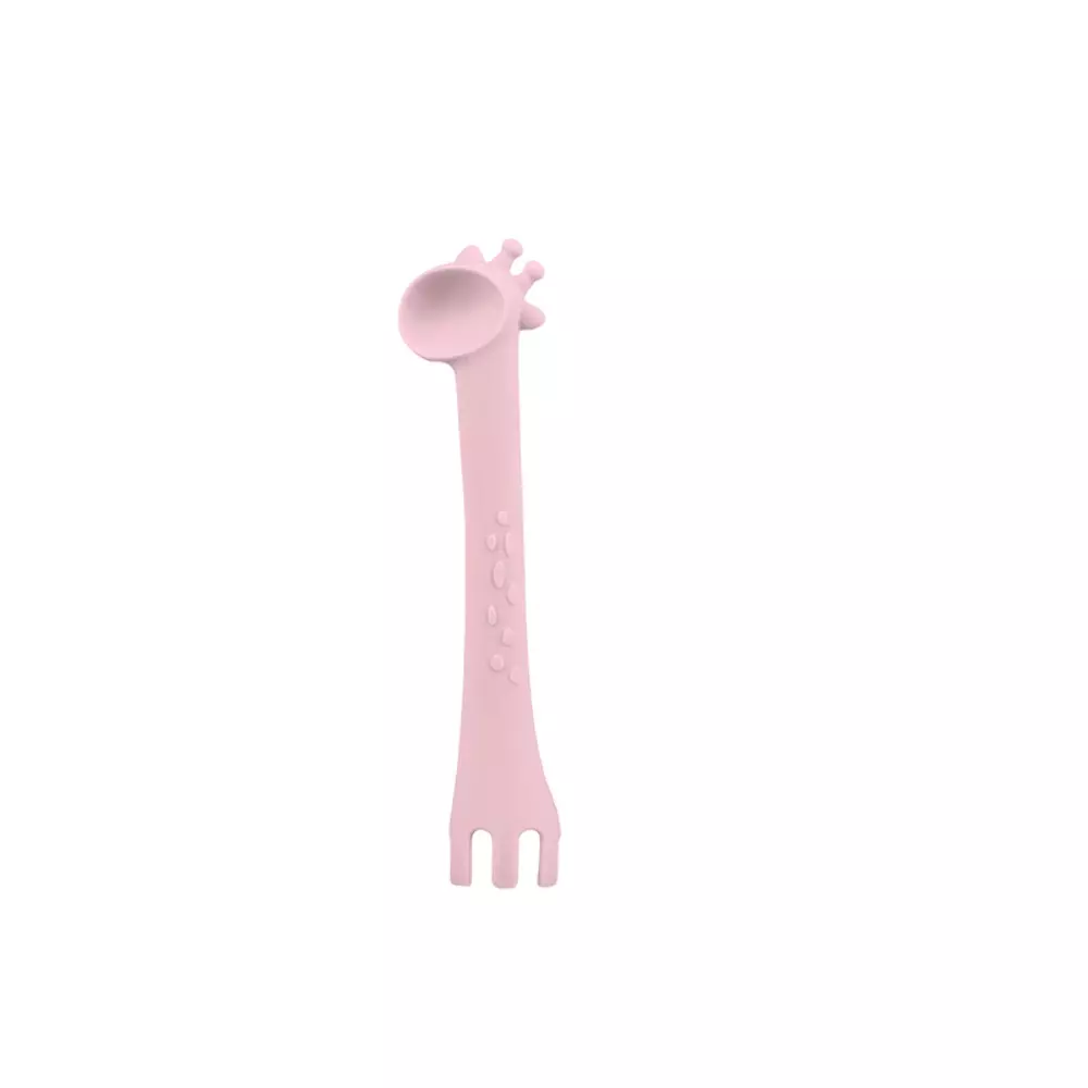 Kikkaboo Cuillère en silicone Girafe Rose