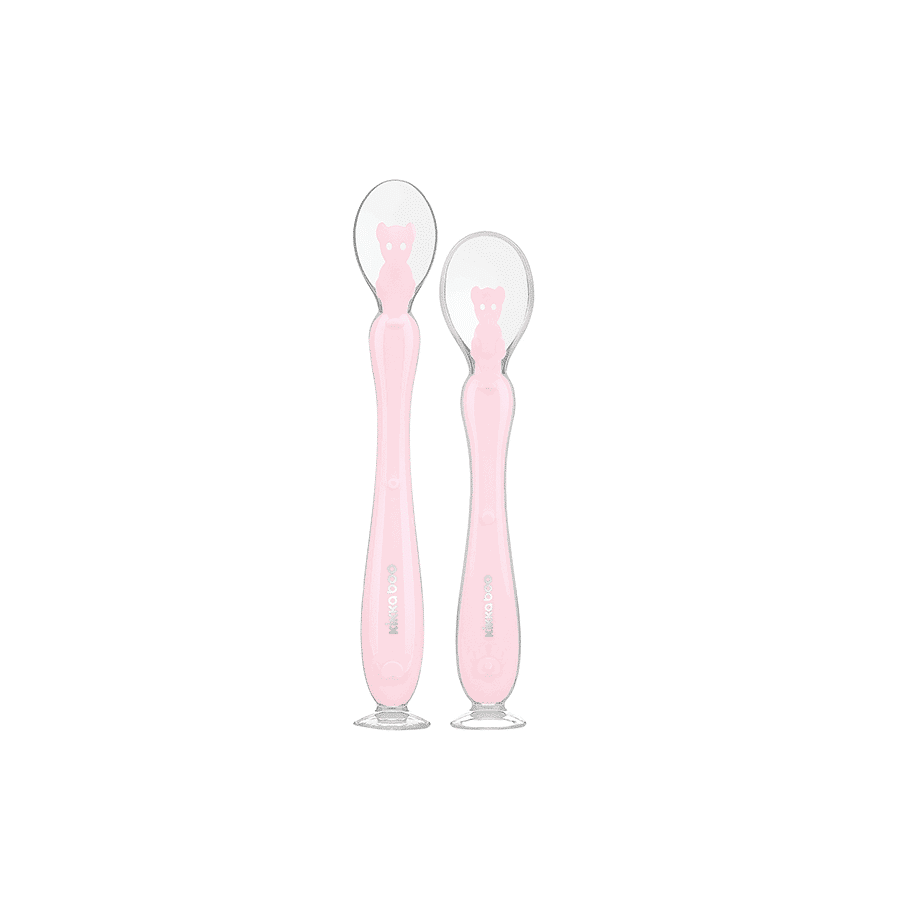 KikkaBoo Cuillères en silicone avec ventouse 2pcs Rose