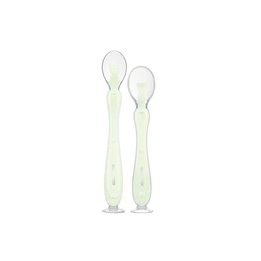 KikkaBoo Cuillères en silicone avec ventouse 2pcs Vert