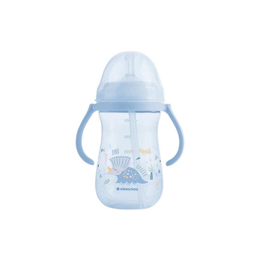 Kikkaboo Gobelet PP avec paille en silicone Dino World 300ml – Bleu