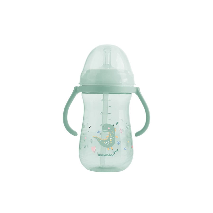 Kikkaboo Gobelet PP avec paille en silicone Dino World 300ml – Vert