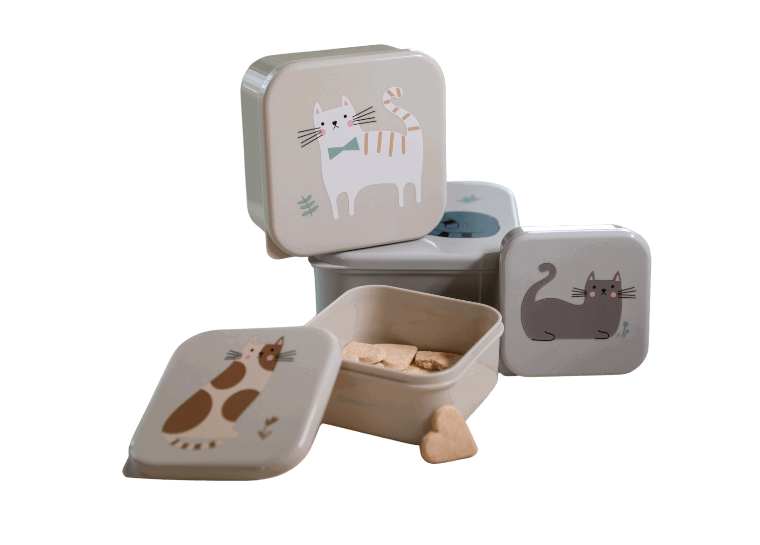 Kikkaboo Set de 4 Boîtes à Lunch Kitty Cat Grey