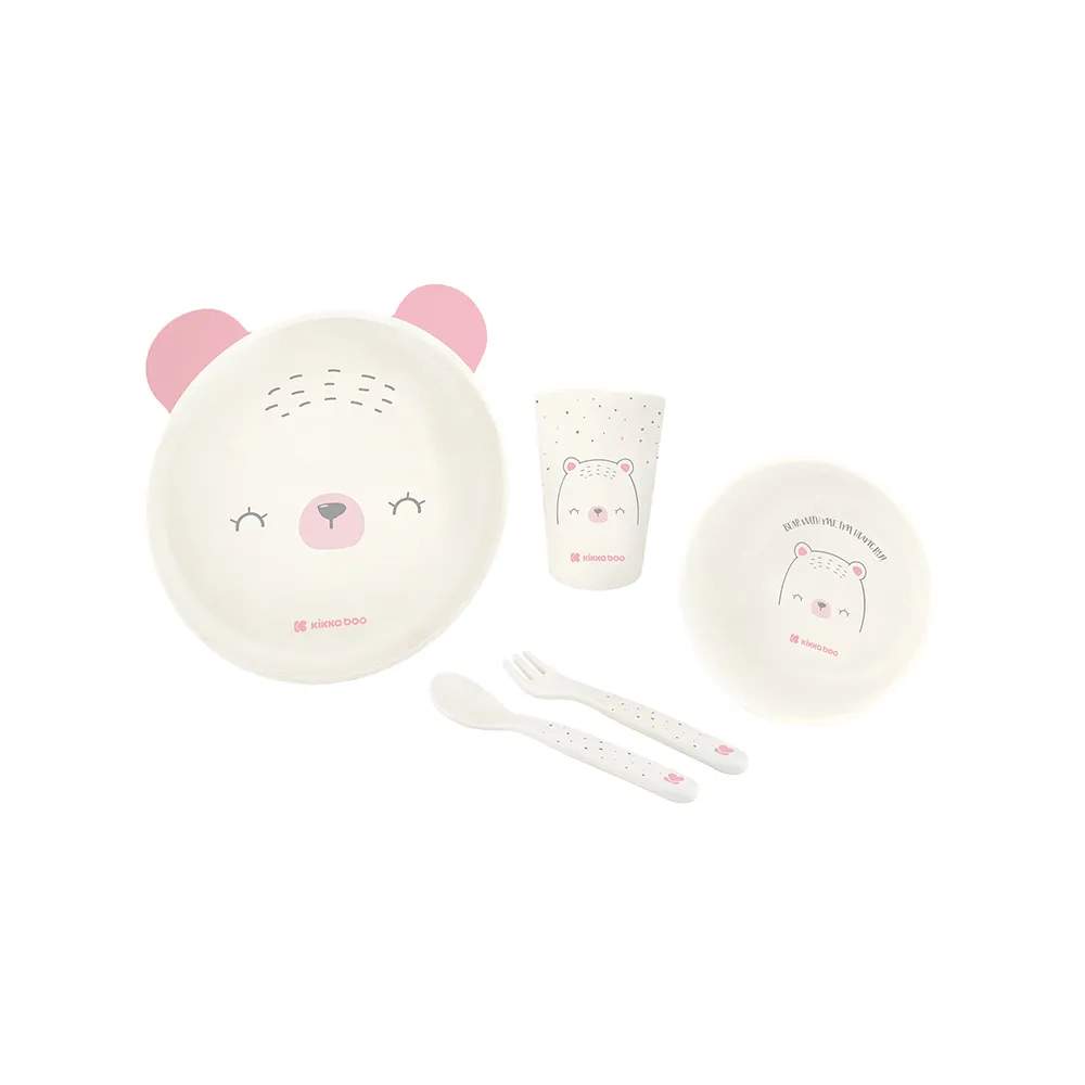 Kikkaboo Set repas 5 pièces Bear with me Rose 6m+