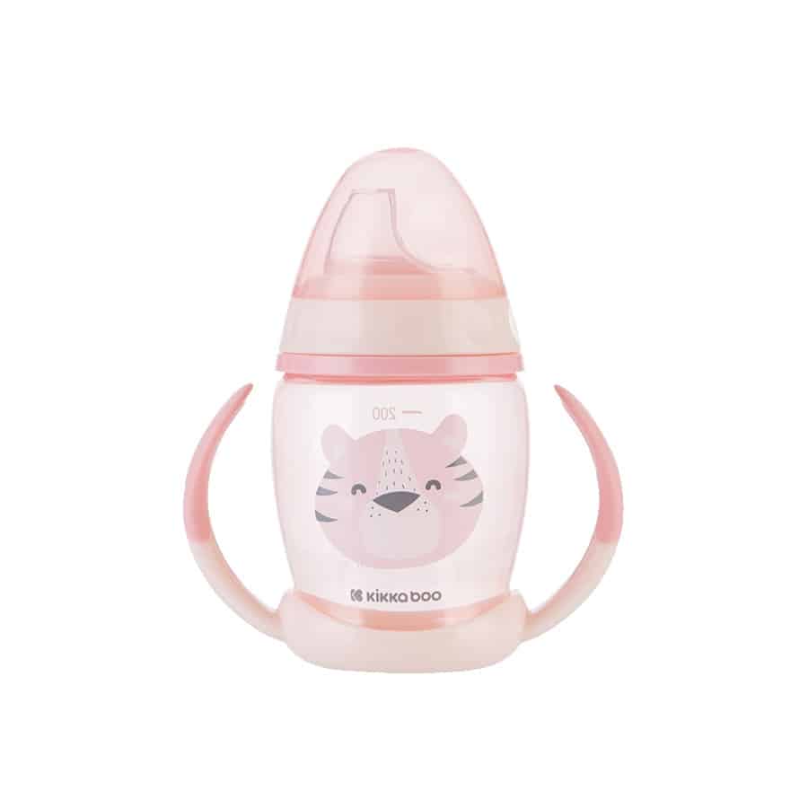 Kikkaboo Tasse à bec avec anses 200ml Happy Face Rose
