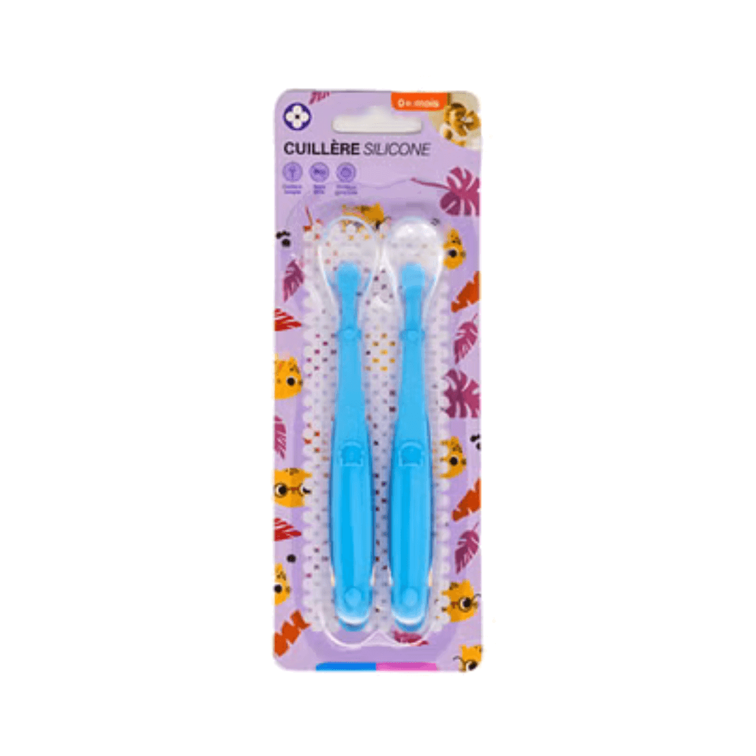 L2N Pharma Lot de 2 Cuillères en silicone Bleu 0mois +