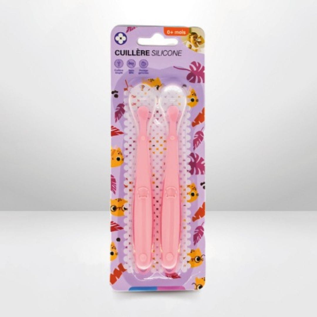 L2N Pharma Lot de 2 Cuillères en silicone Rose 0mois +
