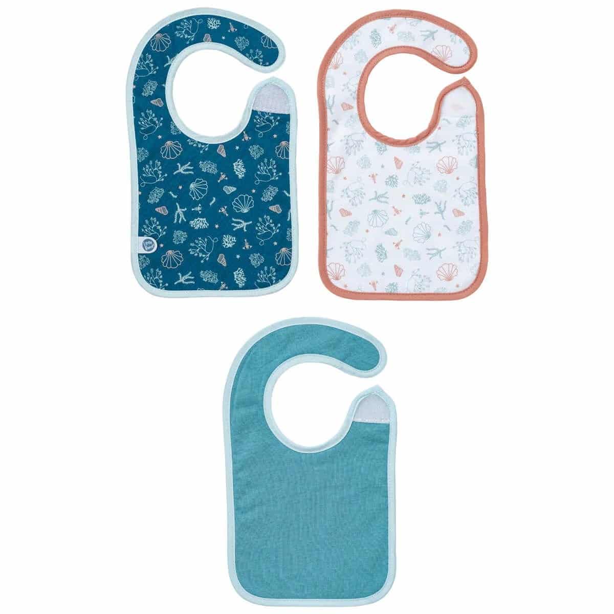 Little Band Lot de 3 bavoirs absorbants naissance Seaside