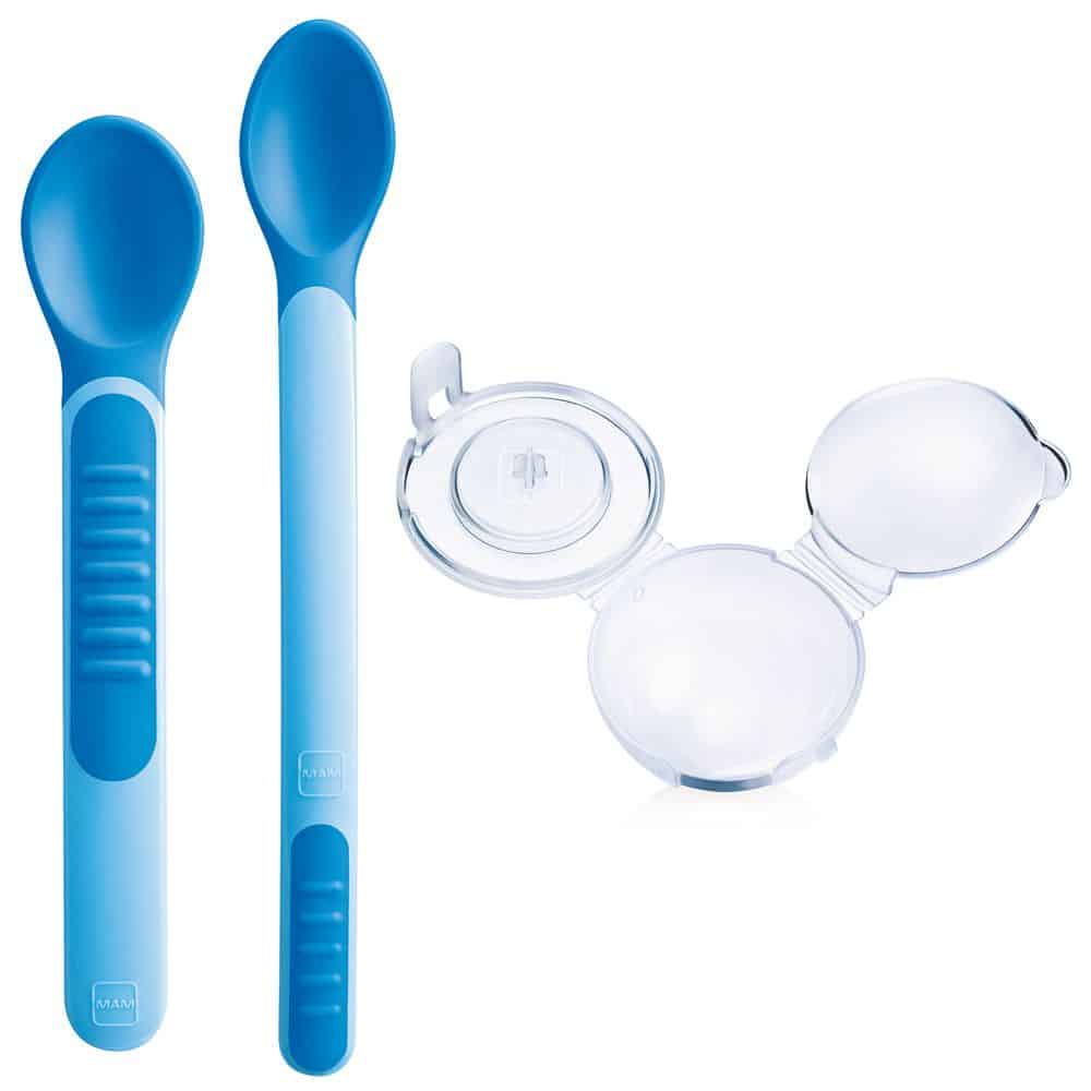 Mam Cuillère d’apprentissage et housse 6m+ Bleu