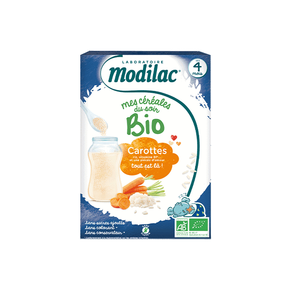 Modilac Mes Céréales du soir Bio Carottes 4m+