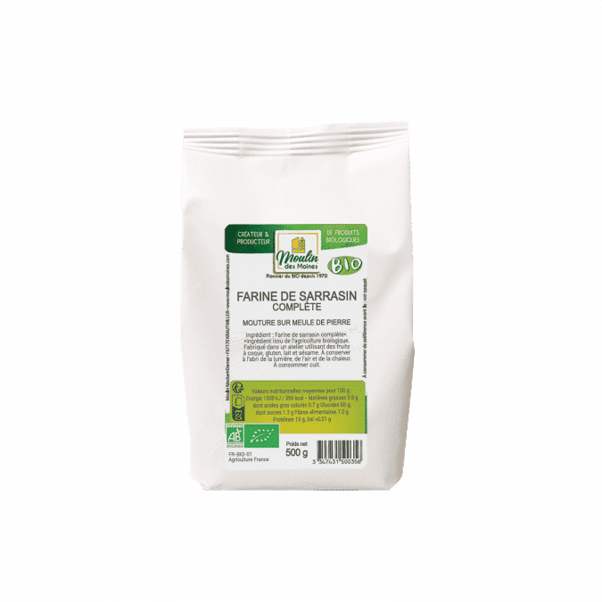 Moulin des moines Farine de sarrasin complète meule de pierre Bio – 500g