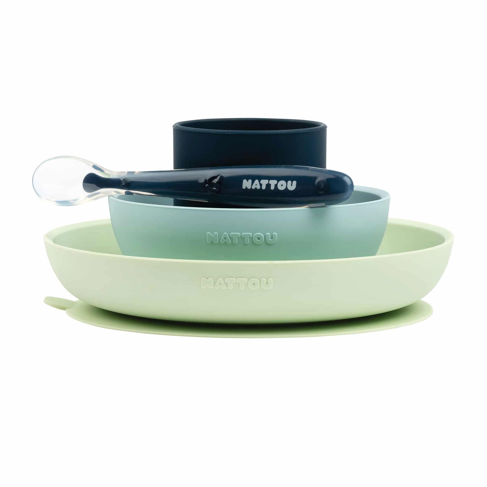 Nattou Coffret de repas 4pcs vert/bleu