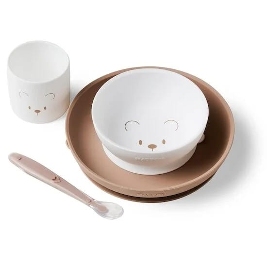 Nattou Coffret de repas 4pcs – Ourson Blanc/Beige