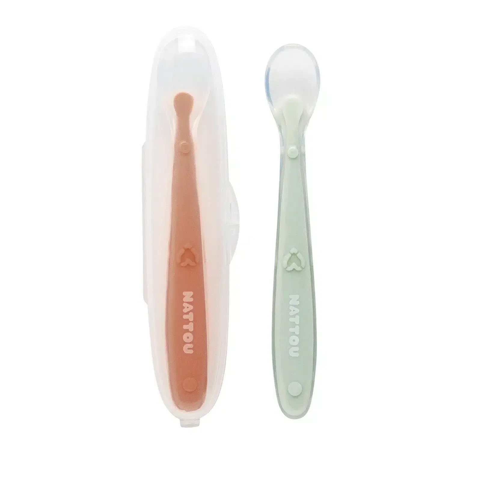 Nattou Set de 2 cuillères en silicone avec étui