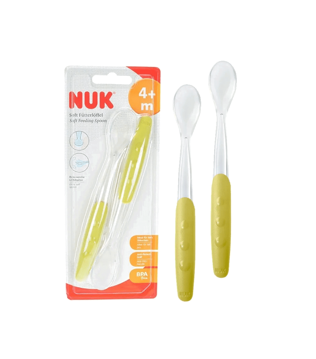 Nuk Lot de 2 cuillères souples Jaune 4m+