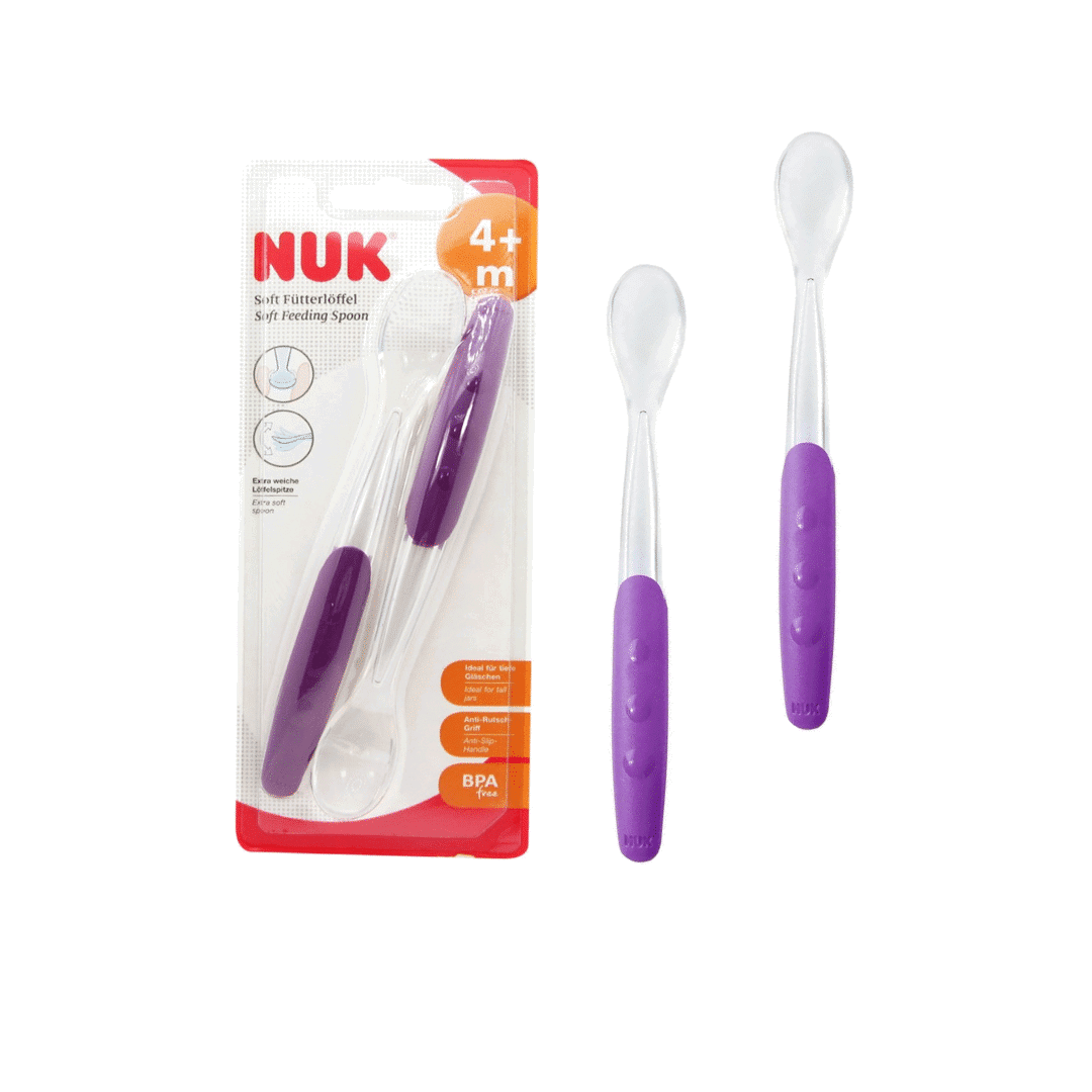 Nuk Lot de 2 cuillères souples Violet 4m+