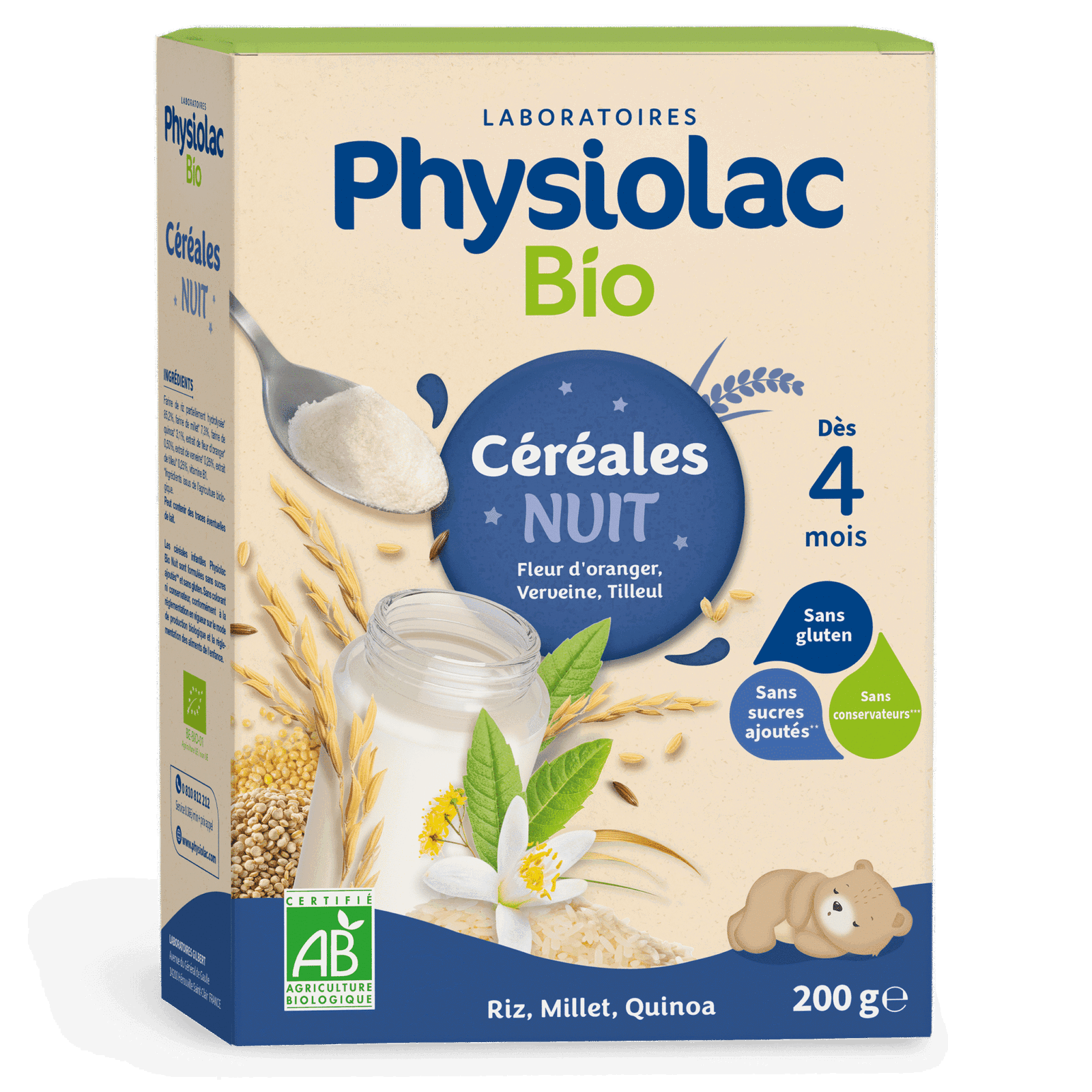 Physiolac Bio Céréales Nuit 4 mois+