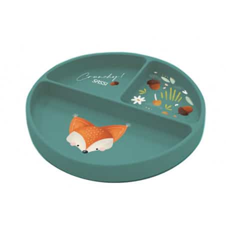 Sassi Assiette Plate en Silicone Fox le Renard – Bleu