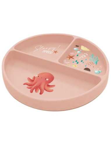Sassi Assiette Plate en Silicone Poulpe – Rose
