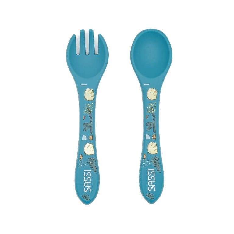 Sassi Fourchette et cuillère en silicone Chewy the elephant