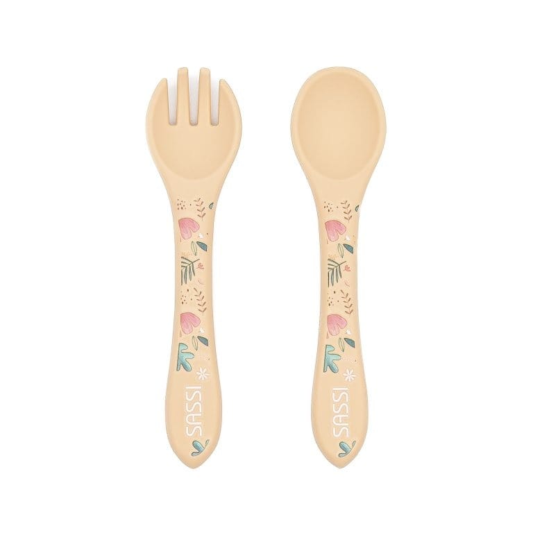 Sassi Fourchette et cuillère en silicone Gnawy le paressaux