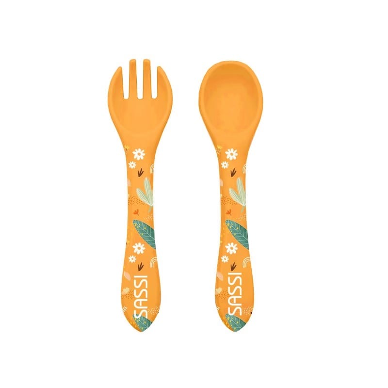 Sassi Fourchette et cuillère en silicone Chompy le Lion