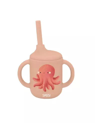Sassi Gobelet en Silicone avec Poignées et Paille  Slurpy la pieuvre