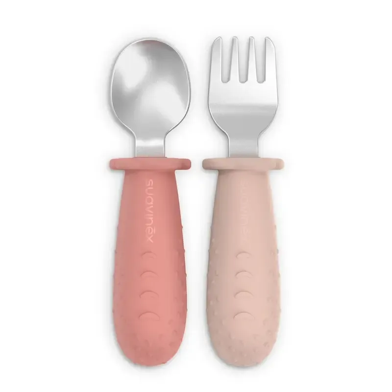 Suavinex Set de 2 Couverts Acier Inoxydable 6m+ Rose