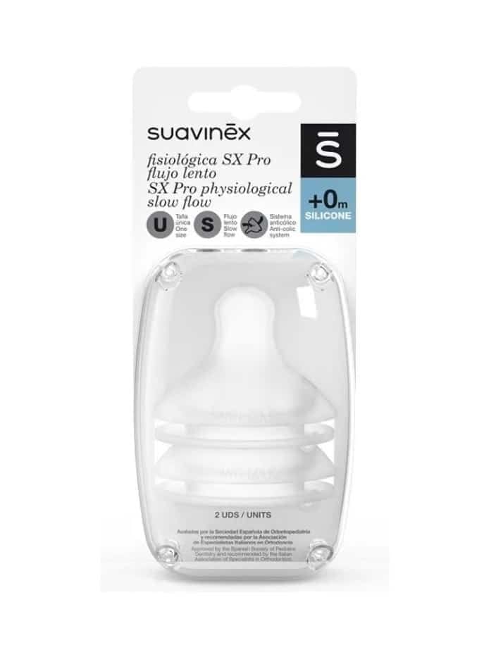 Suavinex Lot de 2 tétines Symétriques SX Pro Débit S 0m+