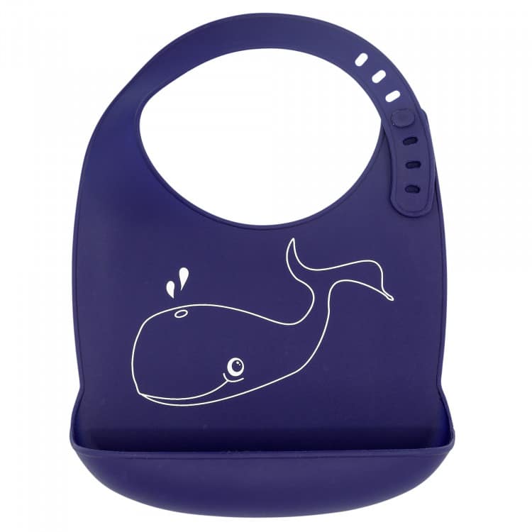 Trois Kilos Sept Bavoir en silicone avec récupérateur Baleine