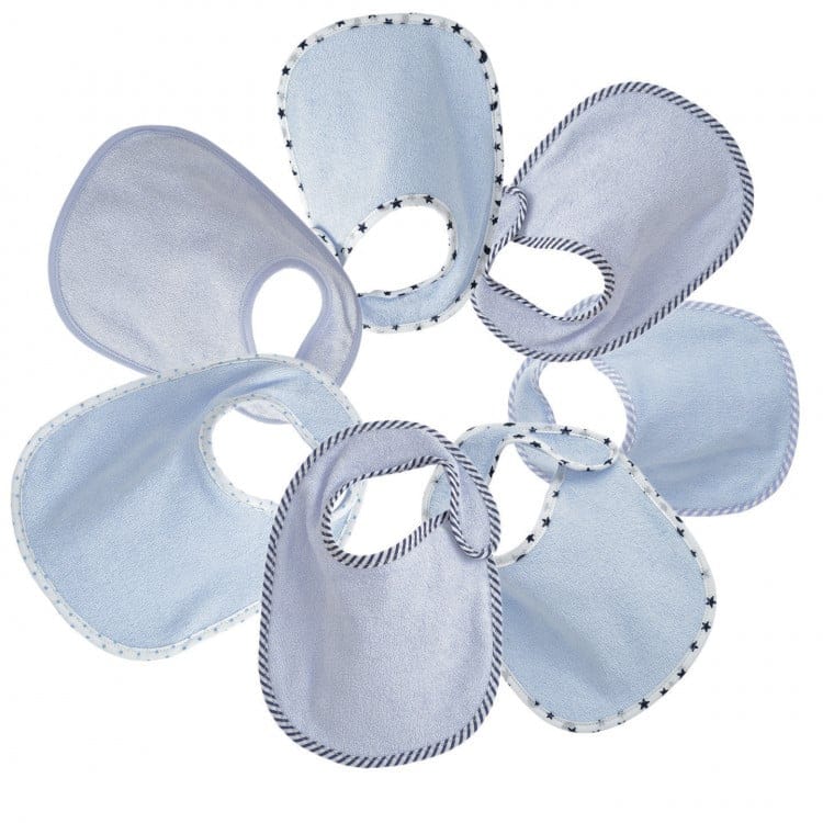 Trois Kilos Sept Lot de 7 Bavoirs Bleu