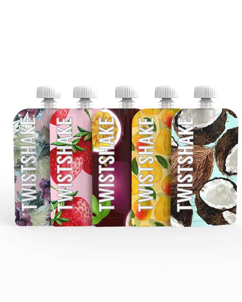 Twistshake 5 Gourdes Réutilisables 220ml Fruits