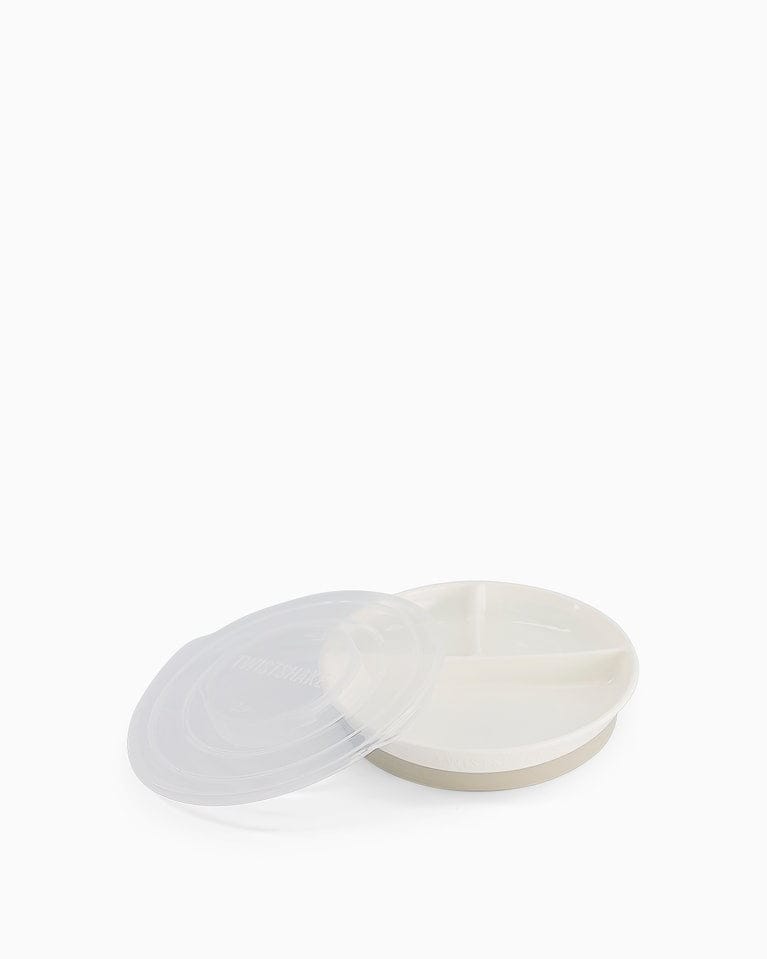 Twistshake Assiette 3 compartiments avec couvercle Blanc