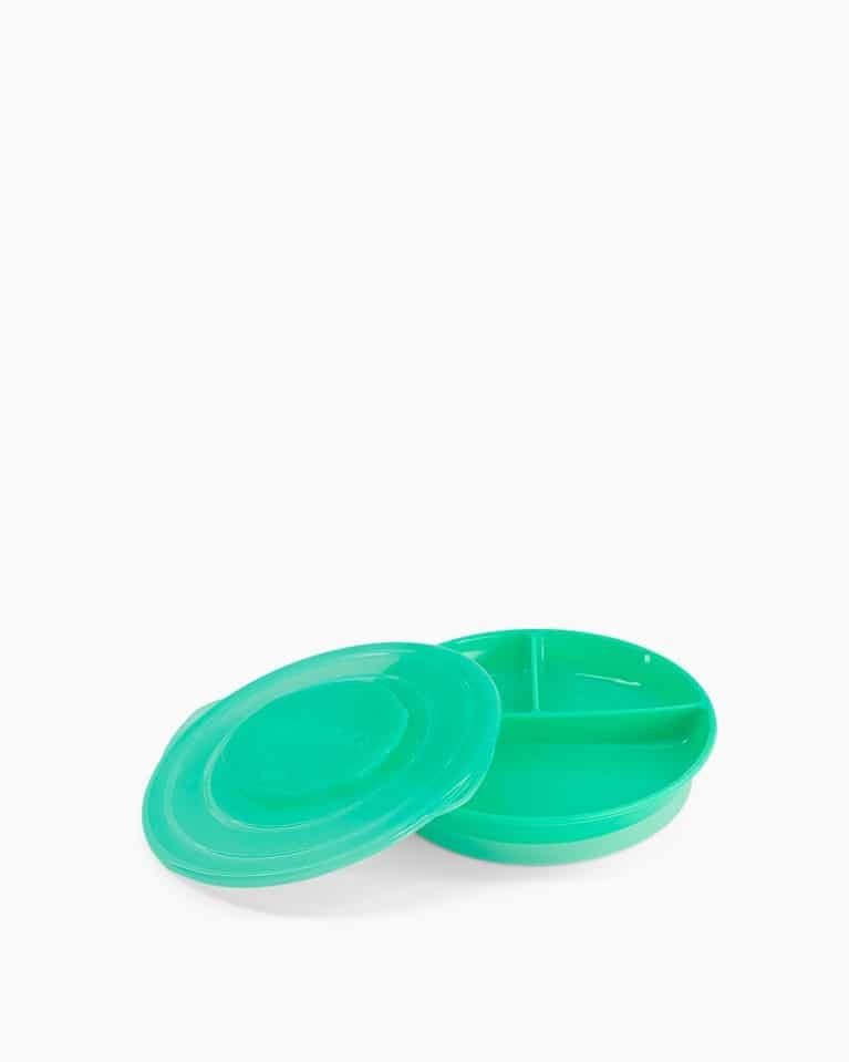 Twistshake Assiette 3 compartiments avec couvercle Vert