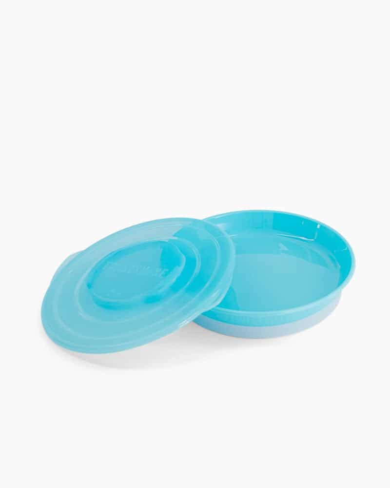 Twistshake Assiette avec Couvercle Bleu
