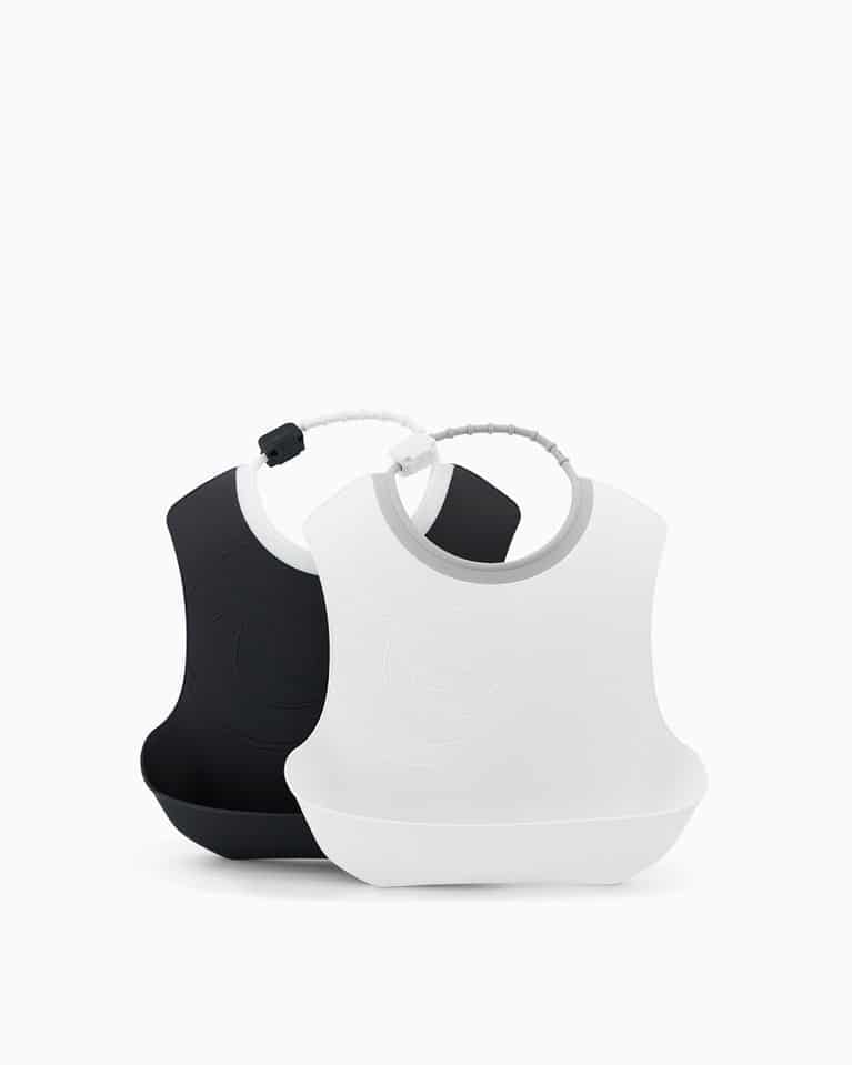 TwistShake – Set 2 Bavoirs silicone Noir et Blanc 4m+