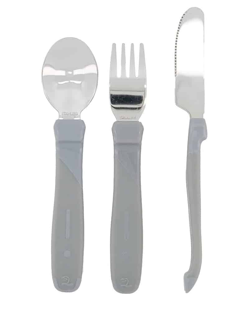 Twistshake Set de Couverts en Acier Inoxydable Gris 12m+