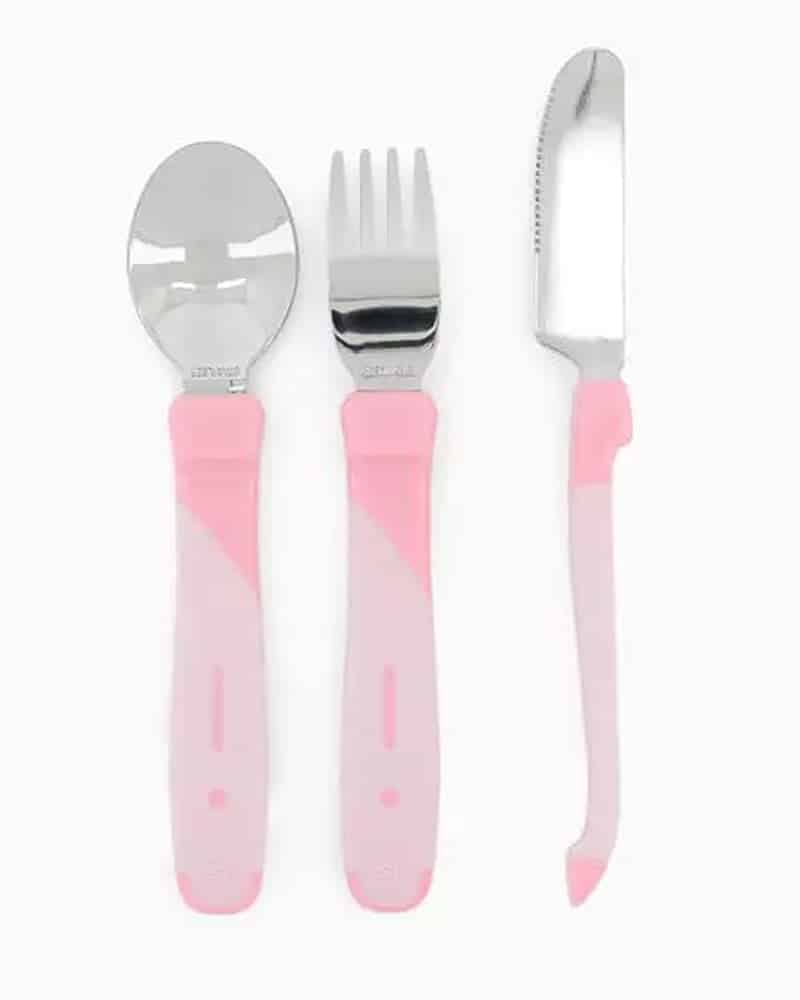Twistshake Set de Couverts en Acier Inoxydable Rose 12m+