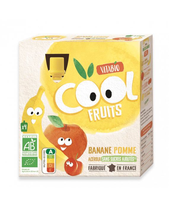 Vitabio Cool Fruits Banane Pomme et Acérola 4x90g