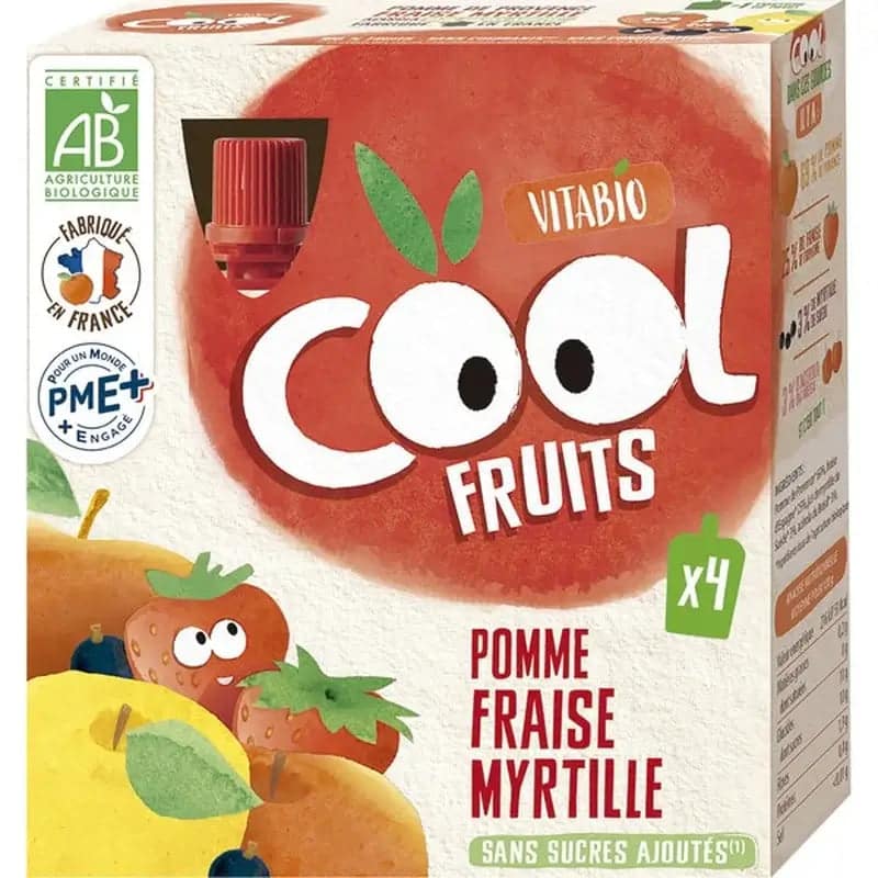 Vitabio Cool Fruits Pomme Fraise Myrtille 4x90g