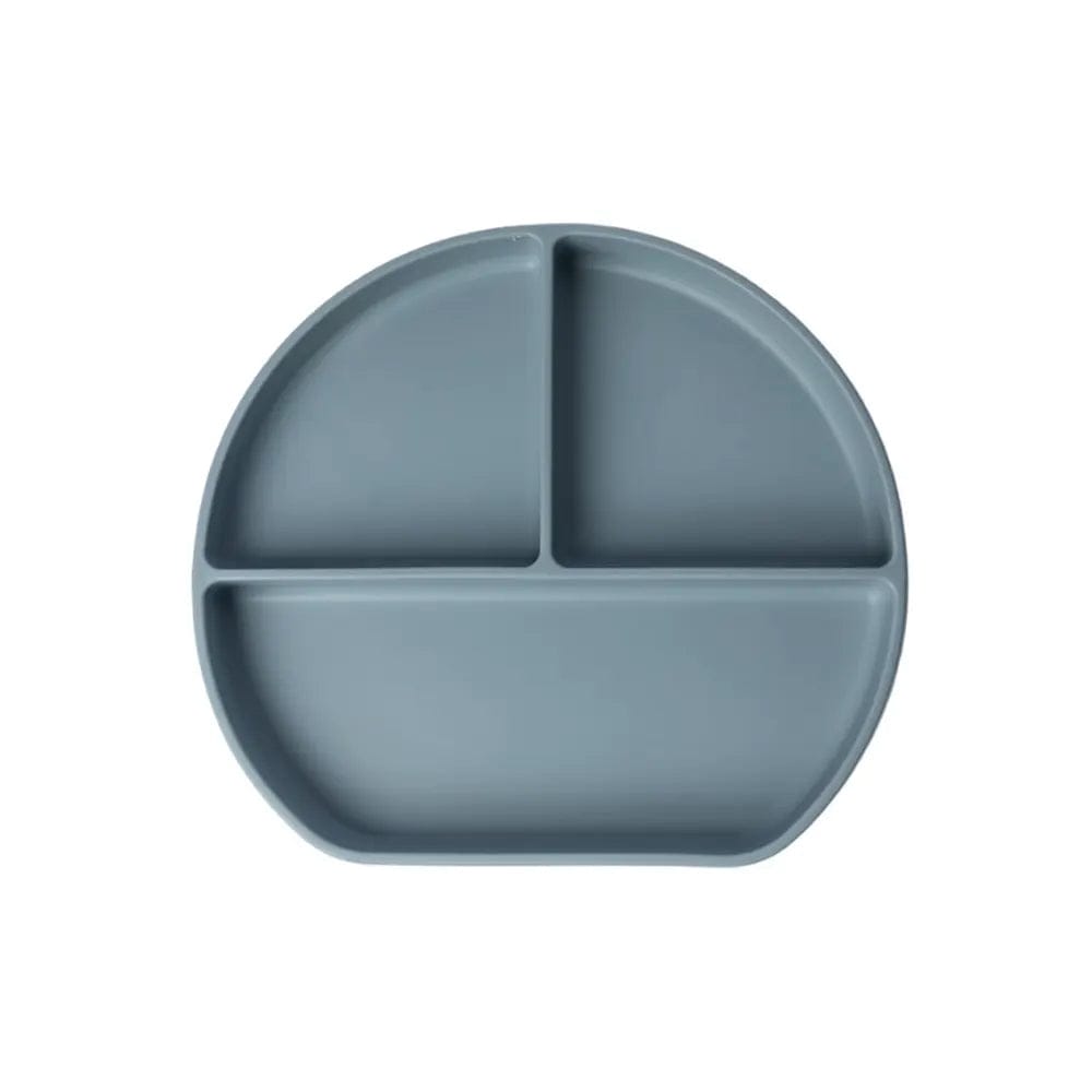 Yummy Assiette en Silicone Multi-Compartiments avec Ventouse – Bleu Pastel