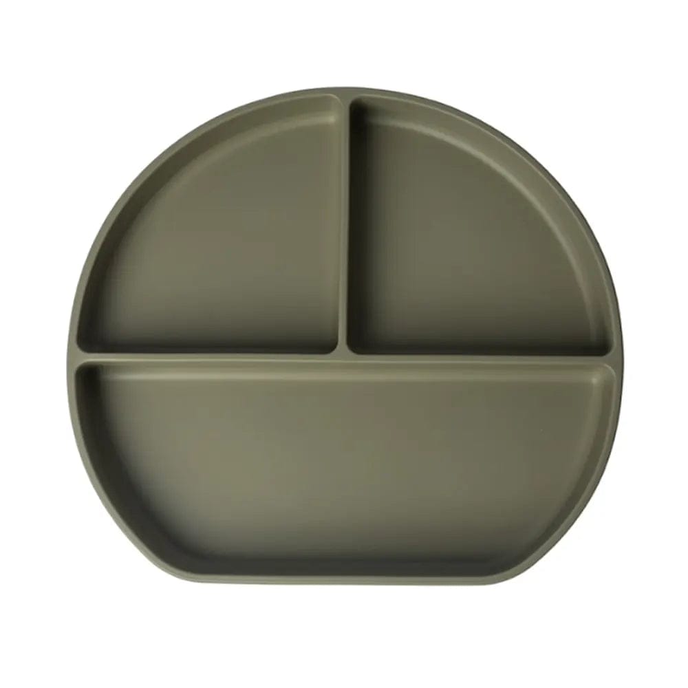 Yummy Assiette en Silicone Multi-Compartiments avec Ventouse – Vert Olive