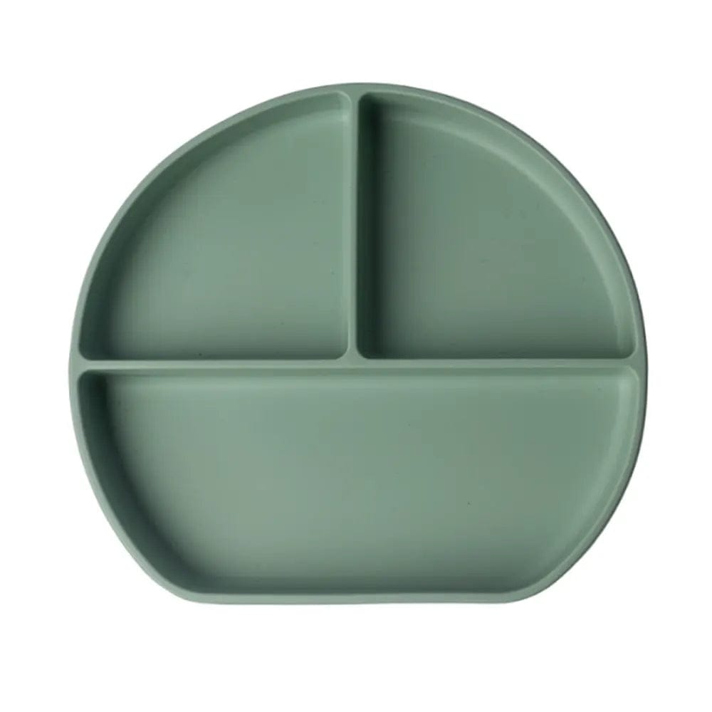 Yummy Assiette en Silicone Multi-Compartiments avec Ventouse – Vert Pastel